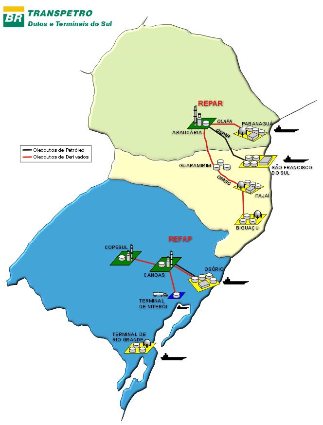 3 Encosta dos oleodutos OSPAR/OPASC Os oleodutos OSPAR/OPASC fazem parte da malha dutoviária da Transpetro/Petrobrás, e estão localizados nos Estados do Paraná e Santa Catarina (Figura 15).