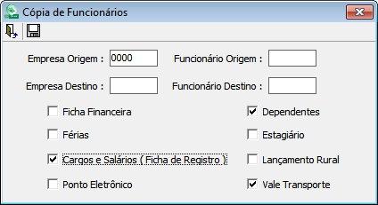 Após realizar a cópia, se atentar para na empresa de entrada, atualizar o cadastro do funcionário transferido, pegando como exemplo os citados para Transferência sem ônus, atualizando os campos a