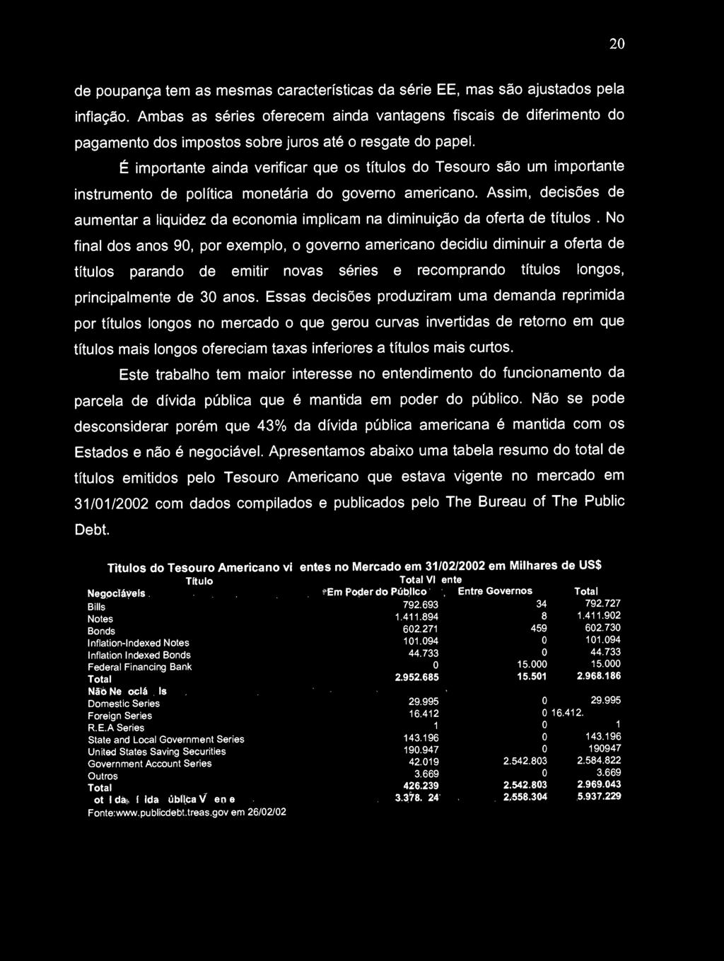 É importante ainda verificar que os títulos do Tesouro são um importante instrumento de política monetária do governo americano.