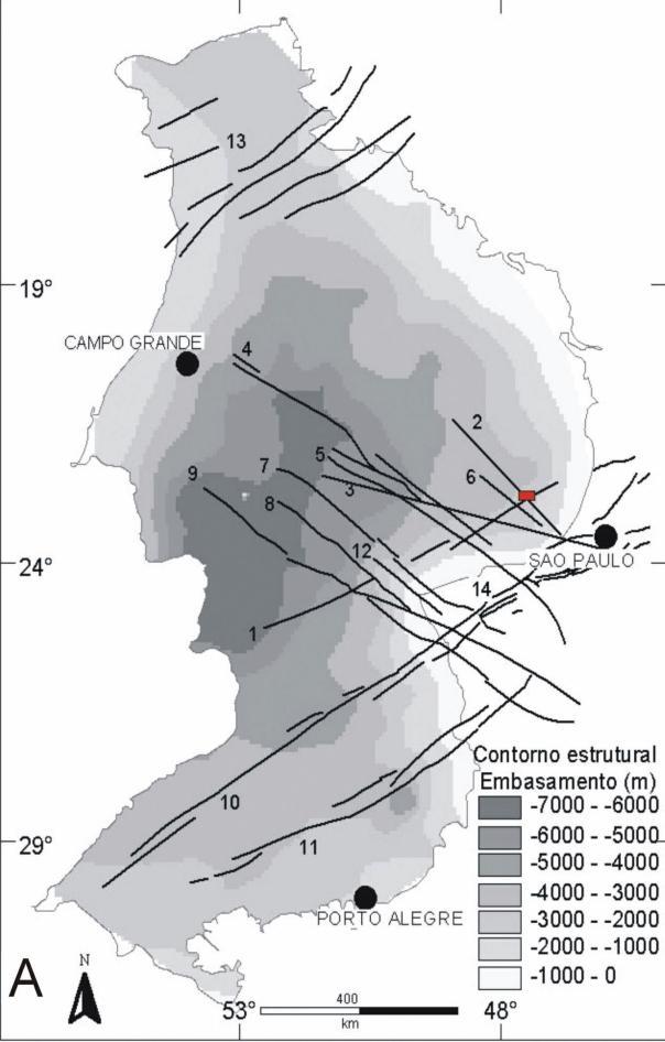 2.4 - Caracterização estrutural da Bacia do Paraná Segundo Zalán et al.