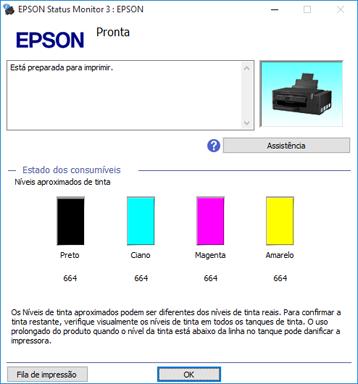 Você verá uma janela como esta: 2. Recarregue tanques de tinta conforme necessário.