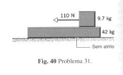 31. Ua laj d 4 g rpoua obr u aoalho atrito. U bloco d 9,7 g rpoua obr a laj, coo na ig. 40. O coficint d atrito tático ntr o bloco a laj é 0,53, nquanto o coficint d atrito cinético é 0,38.
