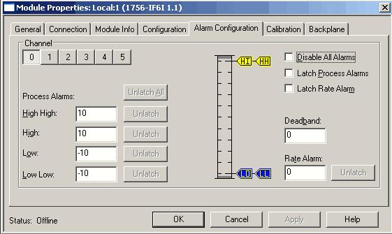 Capítulo 10 Configurar módulo de E/S analógica do ControlLogix IMPORTANTE Os módulos 1756-IR6I, 1756-IT6I e 1756-IT6I2 têm configurações adicionais, tais como unidades de temperatura e juntas frias.