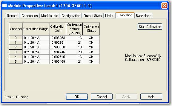 Capítulo 11 Calibrar os módulos de E/S analógica ControlLogix Após ter completado a calibração de referência inferior e superior, esta janela mostra o status de ambas. 16. Clique em Finish.