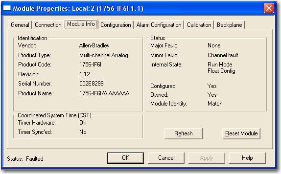 Localização de falhas no seu módulo Capítulo 12 Use o software RSLogix 5000 para a localização de falhas Além da tela do indicador de status no módulo, o software RSLogix 5000 envia alertas para