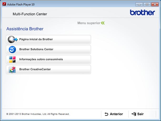 Informações gerais Aceder à Assistência Brother (Windows ) 1 Pode localizar todos os contactos de que necessita, como a assistência pela Web (Brother Solutions Center), no CD-ROM.