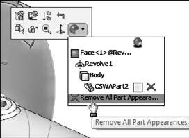 Part I: SolidWorks Basics FIGURE 5.20 Display States in an assembly Using Edge Settings Earlier in this chapter, I discussed the Shaded with Edges display style.