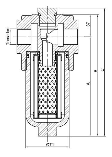 Trabalho Δp Máximo Admissível Opcional 85º C 200 bar Indicador de Saturação Visual (3 ou 6 bar) Indicador de Saturação