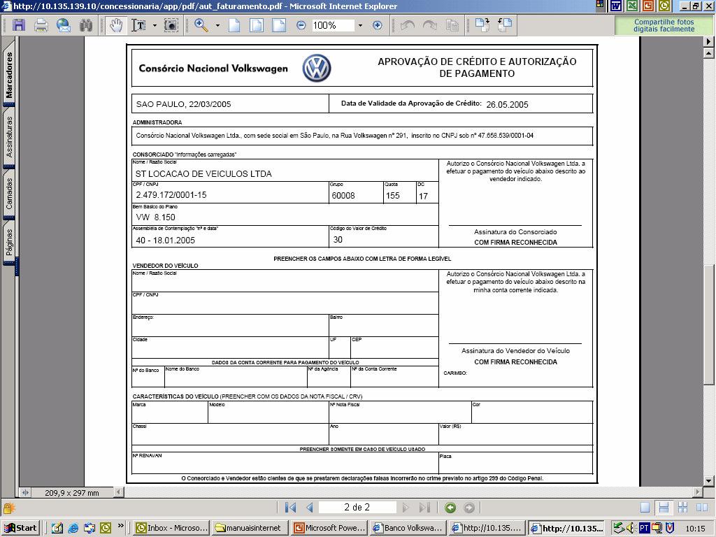 Acessando o menu Aprovação de Crédito 2o Formulário