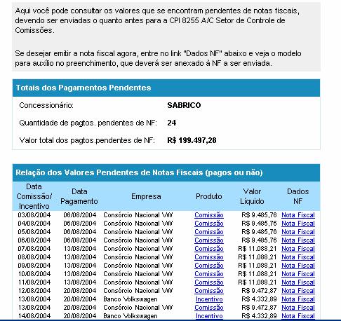 Acessando o menu Pendência Nota Fiscal Ao acessar o menu Pendência Nota Fiscal,