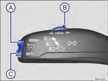 A última velocidade regulada do limitador de velocidade continua armazenada. Existem diversas versões de instrumentos combinados, por isso as indicações do display podem variar. Fig.