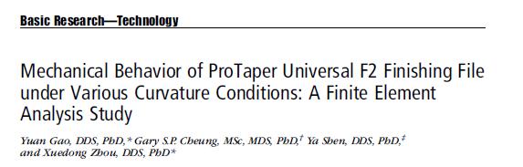 O objetivo deste estudo foi o de visualizar as tensões e padrões de distribuição de tensão em limas ProTaper Universal F2 e estabelecer o relacionamento