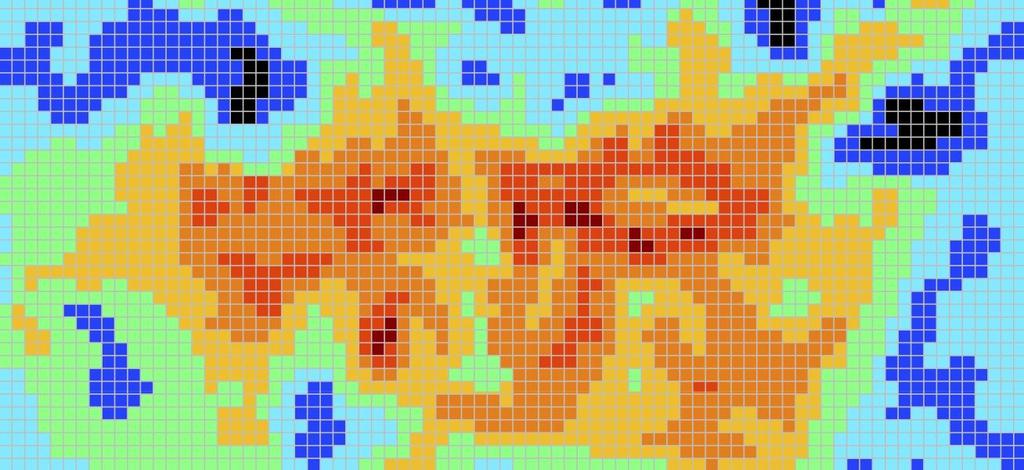 Diagrama de temperaturas de um núcleo urbano, onde são