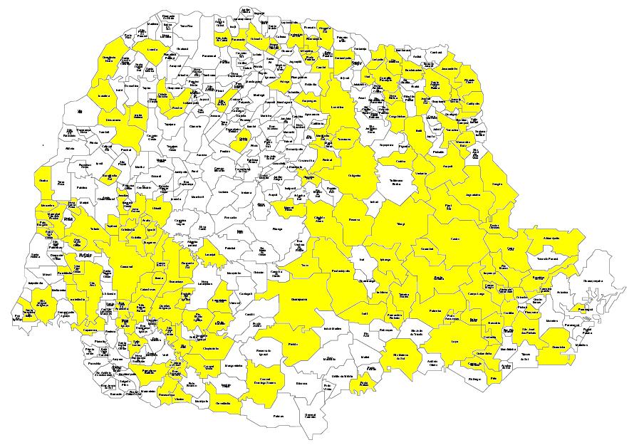 65 Figuras 2 e 3 Mapas do Estado do Paraná que apresentam os municípios que tiveram amostras