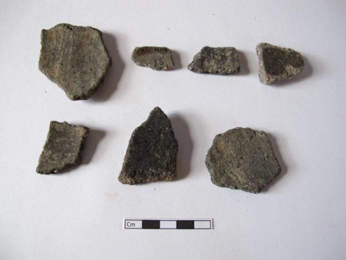 Pastas de coloração cinzenta (N73). Fragmentos recolhidos numa obra de saneamento da Rua Justiniano Jovino Vasconcelos.