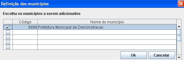 Após o download concluído, selecione o(s) Município(s) a ser (em) adicionado(s) na base de dados do Giss Offline.