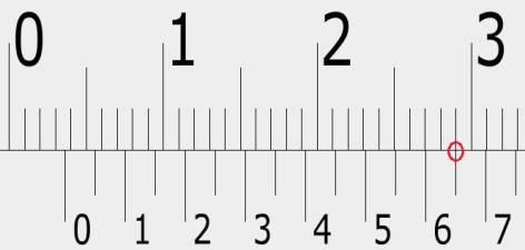 20 = 0,05 mm Leitura 73,00 mm escala fixa 0,65 mm nônio 73,65