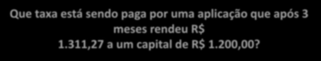 Que taxa está sendo paga por uma aplicação que após 3 meses rendeu R$ 1.311,27 a um capital de R$ 1.200,00? 1.200 CHS PV 1.