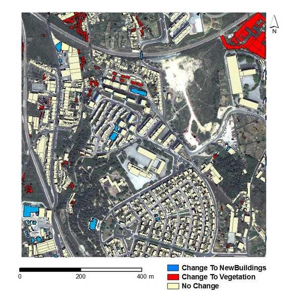 Foram testados métodos de análise de imagem orientadas por objectos (GEOBIA - GEographic Object-Based Image Analysis) sobre imagens de muito alta resolução e dados LIDAR, com o objectivo de