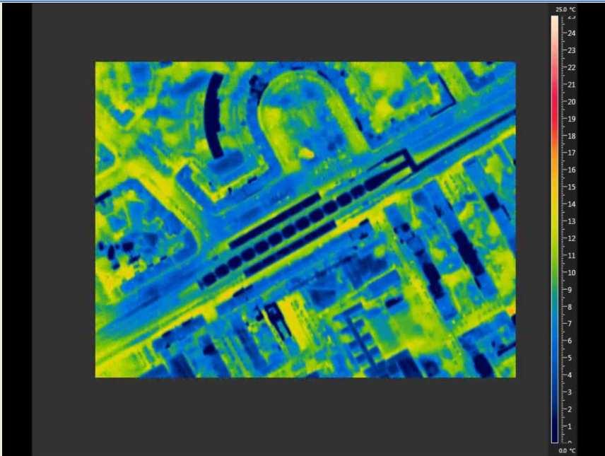 Estão em curso testes de integração de imagens de muito alta resolução com imagens termográficas da cidade de Lisboa, gentilmente cedidas pela empresa Municípia, resultantes do 1º vôo realizado com