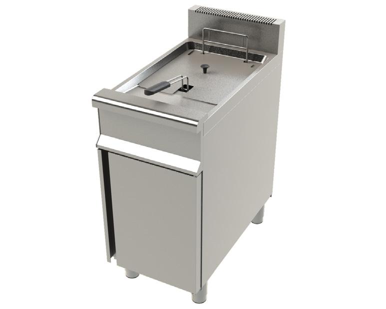 LINHA 750 Grelhador Frytop a gás FT 7100 Fritadeira eléctrica 1 cuba de 14 lt FG 7001 Painel frontal, posterior e laterais construído em aço inox AISI 304 18/10 para permitir o aumento da