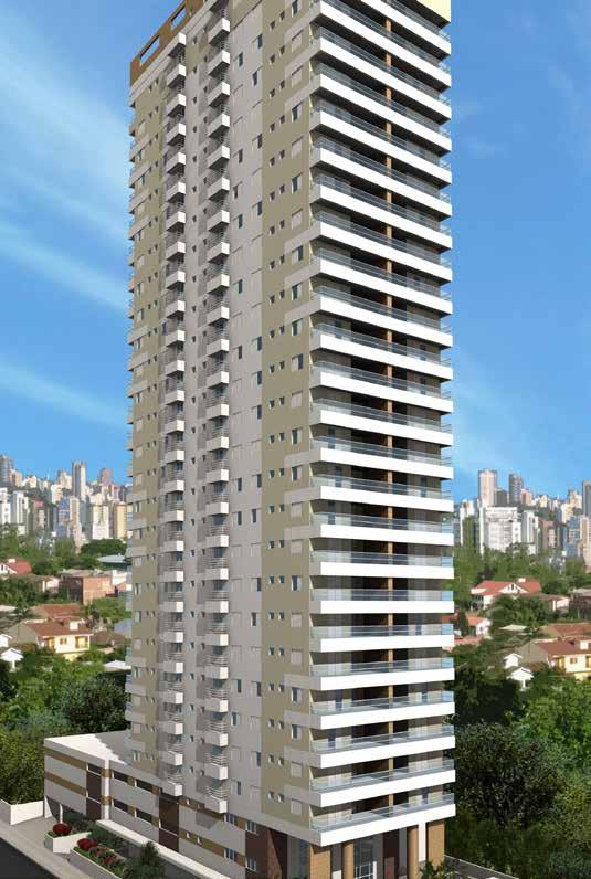 RESIDENCIAL SANTORINI Edificação com 1 torre, 27 pavimentos e 108 apartamentos. Engeplus Construtora e Incorporadora Ltda.