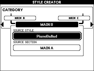 Criando estilos originais (Style Creator) 4 Gire o botão ou pressione diretamente os botões da categoria STYLE para selecionar um estilo de fonte. Você pode selecionar o estilo editado atualmente.