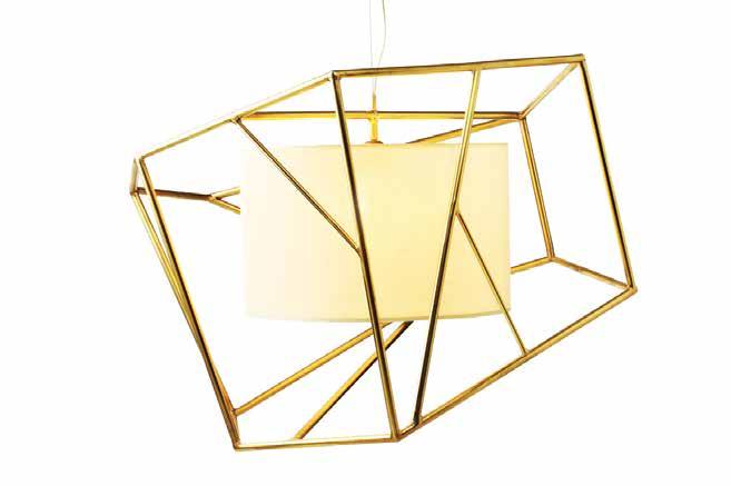 Seducing, this asymmetrical floating structure, with its rich linen lampshade, is a sculptural piece that brings a touch of