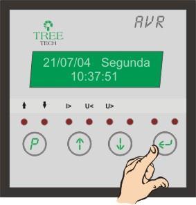 Utilizar as teclas: e para aumentar e diminuir a luminosidade respectivamente. Ao pressionar a tecla ou será gravado o novo ajuste e o display retorna às telas de indicação.