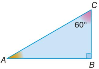 32.3 Determina a amplitude do ângulo externo de vértice C. 33. Apenas em um dos triângulos desenhados as amplitudes dos ângulos não são as indicadas.