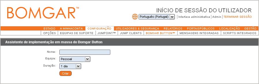 Bomgar Button Implementar um Bomgar Button no computador do seu cliente instala um cliente na sua máquina, fornecendo um método rápido e sem falhas de iniciar sessões de suporte.