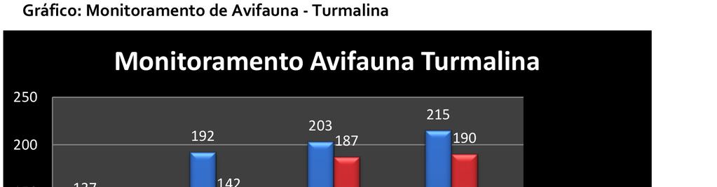 Resultados dos Monitoramentos Monitoramento de Avifauna: Os estudos realizados pela TTG Brasil tem como principal bioindicador o monitoramento de avifauna, com o objetivo de conhecer as espécies e