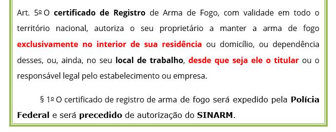 Repare que o órgão de registro será definido em função da natureza da arma: Natureza da arma 3 Órgão competente para o registro (Lei n.º 10.826/03) Uso PERMITIDO POLÍCIA FEDERAL (art.