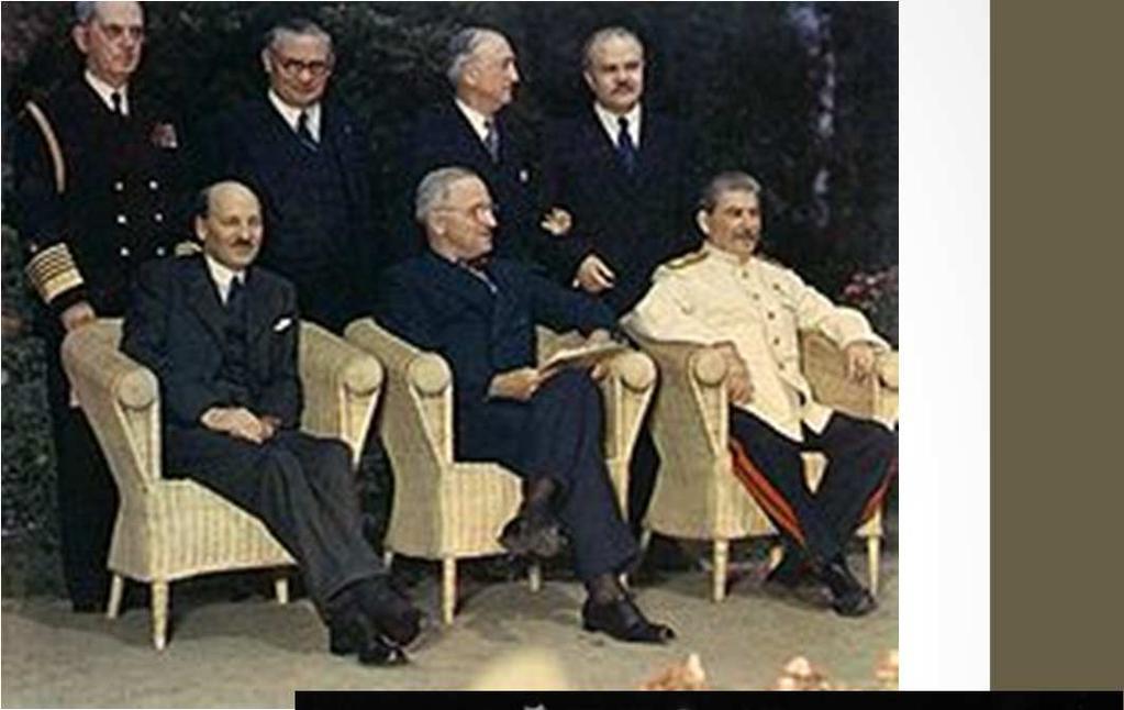 A Conferência de Potsdam ocorreu logo após o término da guerra (17 de julho a 02 de agosto de 1945).