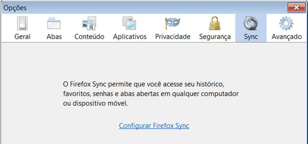 Sync: O Firefox Sync permite que você acesse seu histórico,