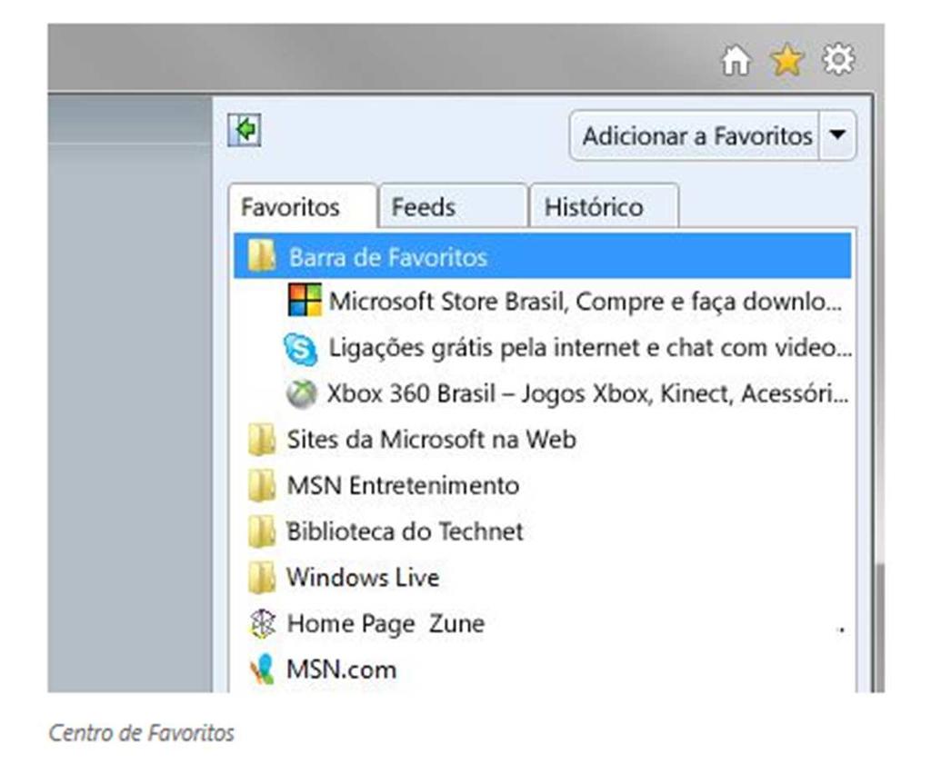 Barra de Endereços: A barra de endereços é local do Internet Explorer onde são digitados ou mostrados os endereços eletrônicos dos sites que se deseja acessar.