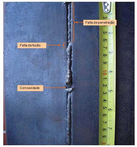 Figura 13 (b): Descontinuidades em uma junta de topo soldada (raiz).