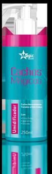 5,50 a 6,50 Condicionador Cachos Mágicos Seus ativos cupuaçu, aloe vera, calêndula e proteína da seda, que protegem os fios contra o ressecamento, nutrem profundamente a fibra capilar, disciplinam e