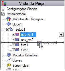 Os passos de acabamento para as duas cavidades agora são cortados por último. b Clique em Parar quando a simulação for concluída.