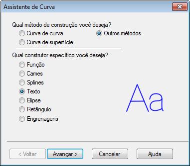 b No diálogo de Criação de Curvas, selecione o botão Assistente de Curva.