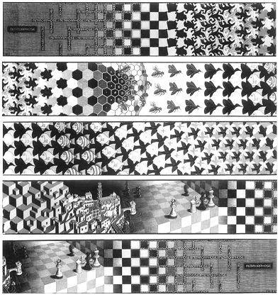 por Escher preenchem a superfície, transformam-se e revelam surpresas um tanto enigmáticas.