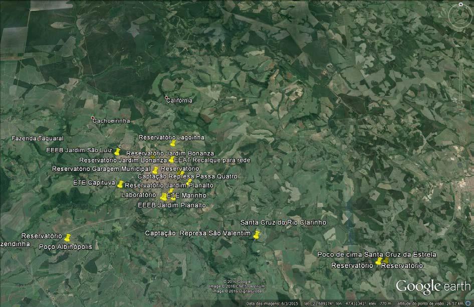 Captação Subterrânea Poço Albinópolis; Reservatório junto ao Poço Albinópolis; Estação Elevatória de Esgoto Bruto EEEB Jardim Planalto; Estação Elevatória de Esgoto Bruto EEEB Jardim São Luiz;