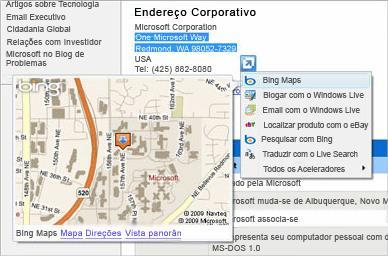 do Internet Explorer 8 o ajudam a executar, com rapidez, suas tarefas de navegação diárias, sem a necessidade de navegar para outros sites para fazer o que deve ser feito.