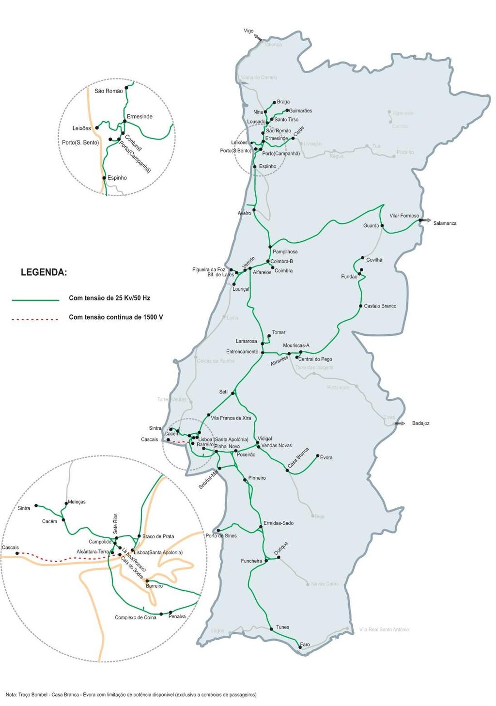 A.1.1 Mapa da rede eletrificada Fonte: Relatório de Aplicação do Sistema