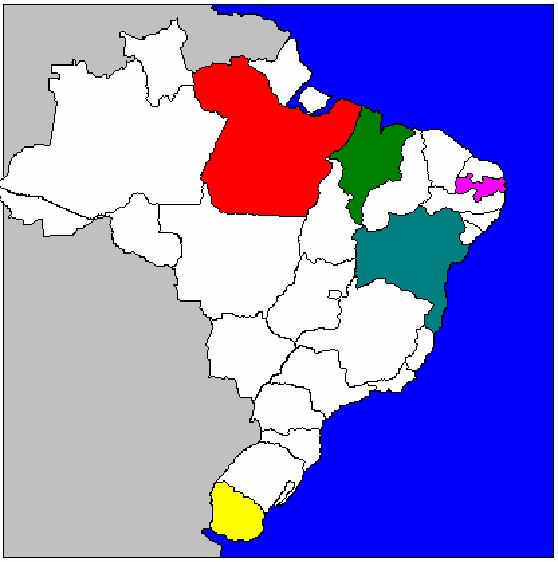 Províncias onde tropas fiéis a Portugal se insurgiram contra