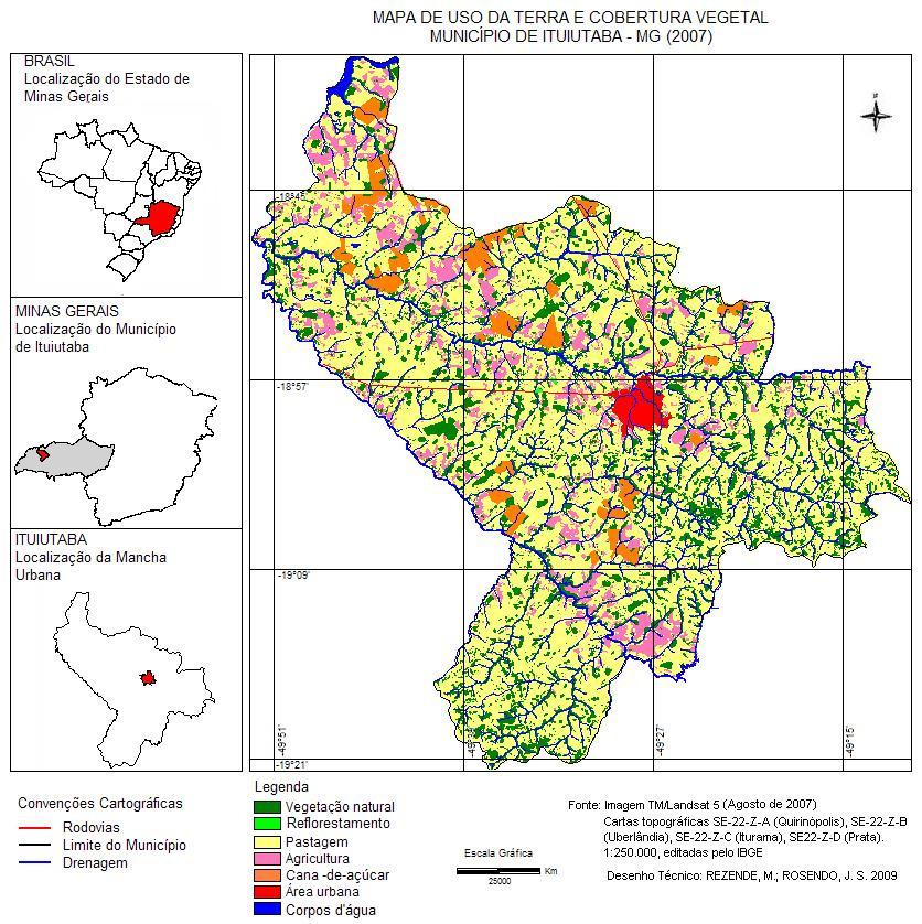 Mapa 4: Uso e ocupação da terra e cobertura vegetal do município de Ituiutaba-MG no ano de 2007 4.