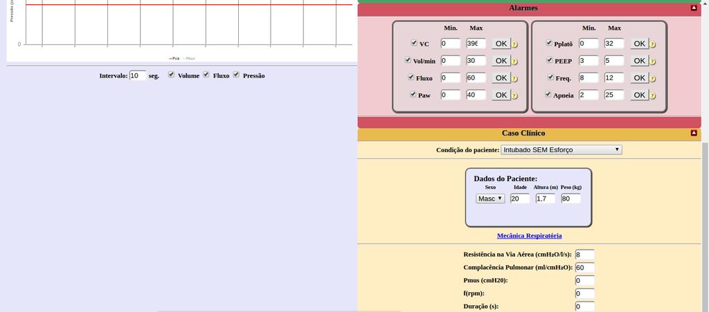 Nesta área também encontra-se um espaço para ajustes da Mecânica Respiratória.