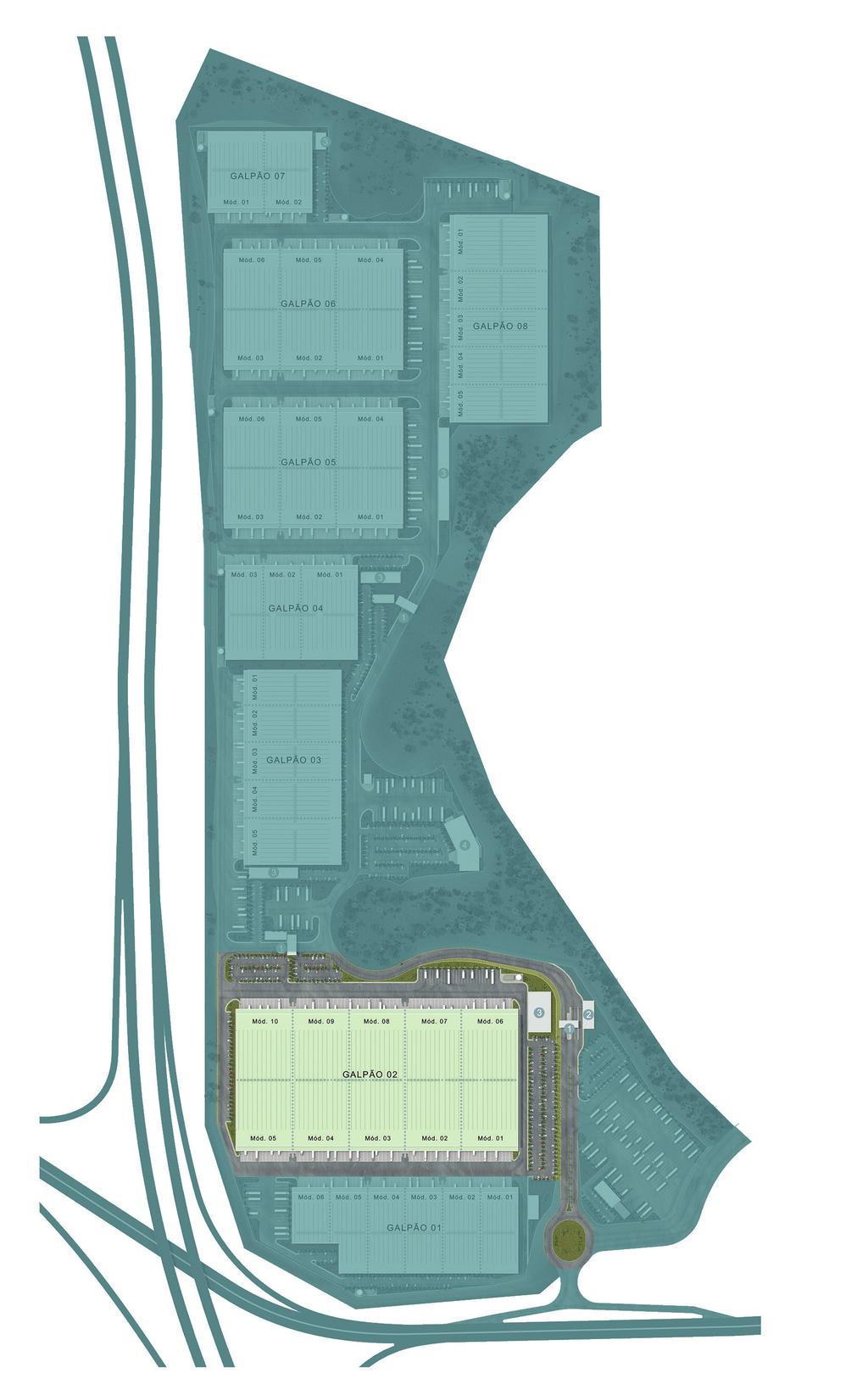 FASE 1 - GALPÃO B 2 3 1 Flexibilidade e customização Projetado sob o conceito de total flexibilidade, o Golgi Duque de Caxias foi concebido para construção em fases, repriorizadas em função das