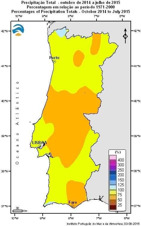 desde março. Em relação a 30 de junho verifica-se um ligeiro aumento nas classes de seca severa e extrema.