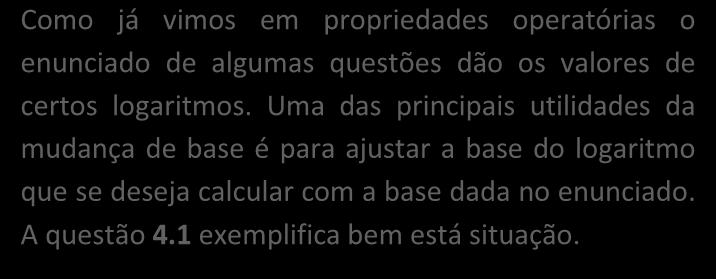 𝐥𝐨𝐠 𝒄 𝒃 𝐥𝐨𝐠 𝒂 𝒃 = 𝐥𝐨𝐠 𝒄 𝒂 log = log = log = Temos dois principais tipos de equações logarítmicas: º) Equações redutíveis a uma igualdade entre dois logaritmos de uma mesma base.